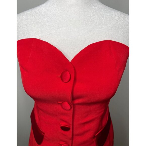Sincerely Jules Strapless Red Bustier Top With Buttons Size Medium - Picture 10 of 11